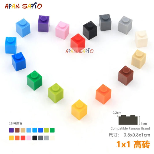 Blocs de Construction pour enfants, 50 pièces/lot, briques de Construction épaisses 1x1, Assemblage éducatif, jouets de Construction pour enfants, taille Compatible avec la marque