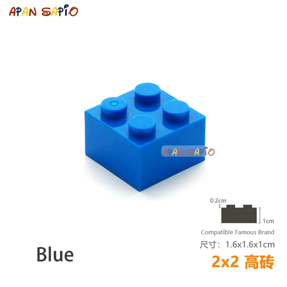 Blocs de Construction pour enfants, 15 pièces/lot, briques de Construction épaisses 2x2, Assemblage éducatif, jouets de Construction compatibles avec la marque