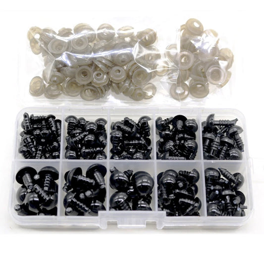 100 pièces 10mm globe oculaire poupée accessoires en plastique noir en peluche yeux de sécurité Amigurumi pour jouets 6mm 8mm 12mm bricolage drôle jouet yeux Animal