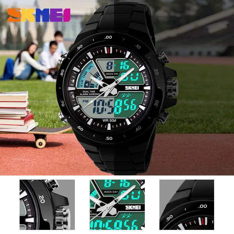 SKMEI Sport montre hommes mode décontracté réveil étanche militaire Chrono double affichage montres Relogio Masculino 1016