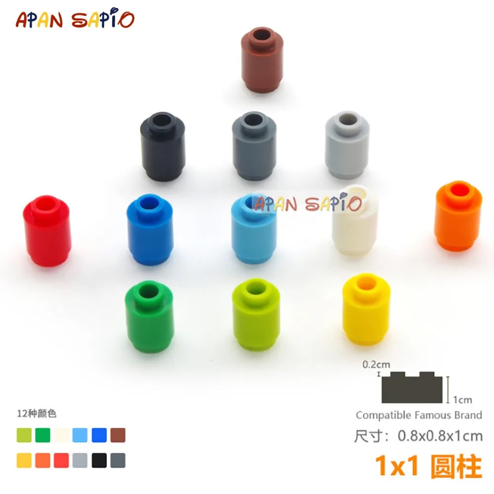 Blocs de Construction cylindriques pour enfants, 50 pièces/lot, jouets de Construction à Assemblage éducatif, taille Compatible, marque