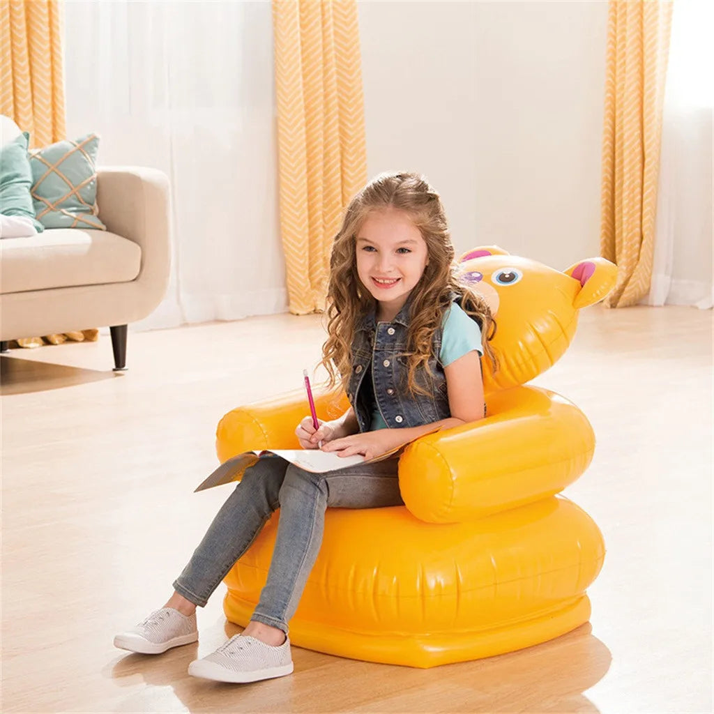 Cute Portable inflatable sofa Cartoon Animal Children Seat Tiger bear For Kid 3-8 Years Old Lovely Kids' PVC Chairs Baby Seats