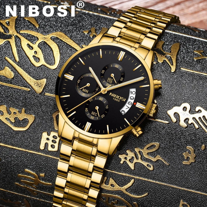 NIBOSI hommes montres de luxe célèbre haut marque hommes mode tenue décontractée montre militaire Quartz montres Relogio Masculino Saat