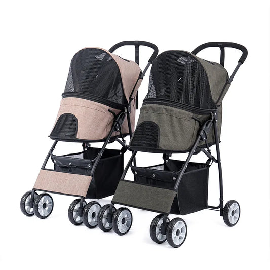 Poussette de transport Stable pour chien et chaton, Buggy d'extérieur, chiot, chat, bébé, 2 couleurs, légère, pliable, grand espace, poussette de jogging