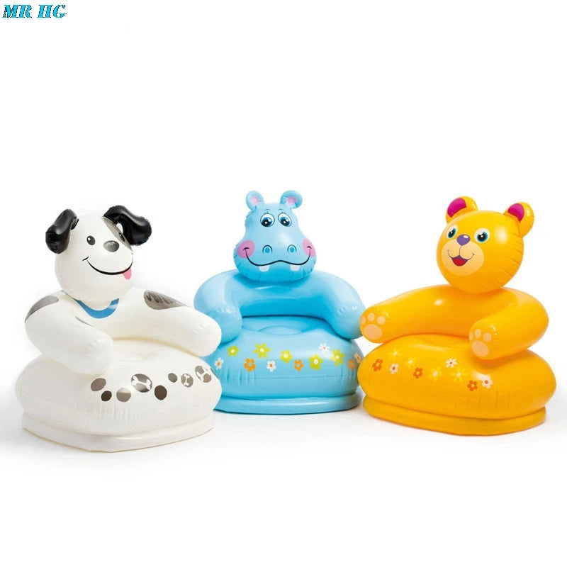 Cute Portable inflatable sofa Cartoon Animal Children Seat Tiger bear For Kid 3-8 Years Old Lovely Kids' PVC Chairs Baby Seats