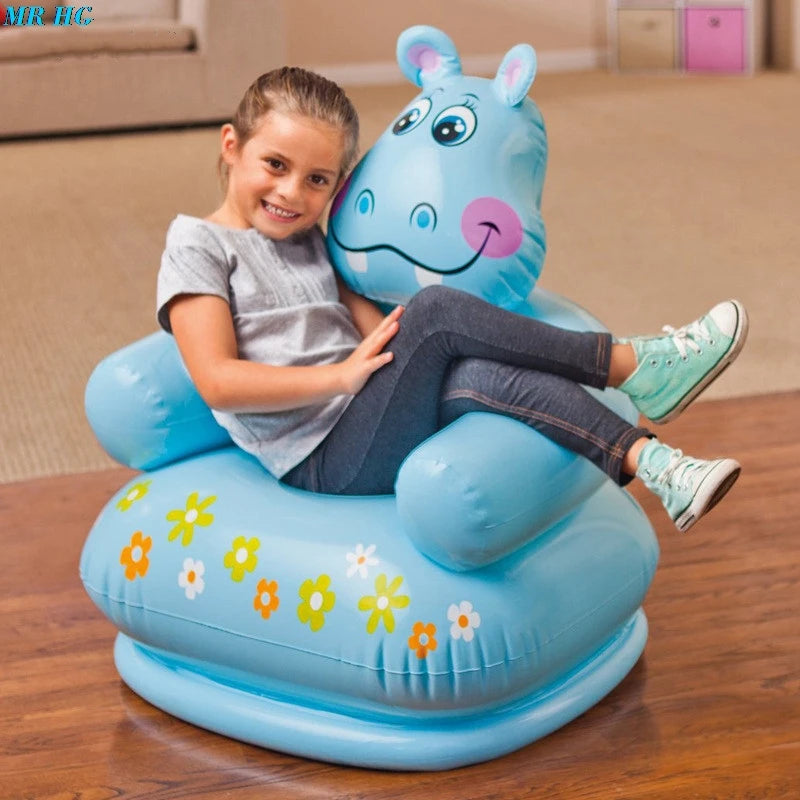 Cute Portable inflatable sofa Cartoon Animal Children Seat Tiger bear For Kid 3-8 Years Old Lovely Kids' PVC Chairs Baby Seats