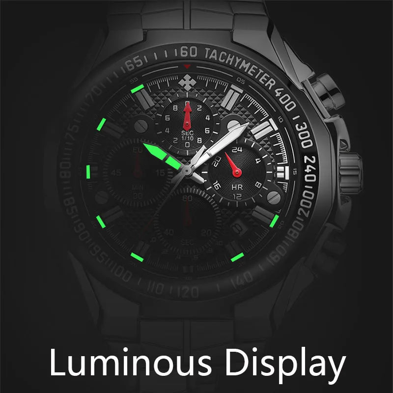 WWOOR Sport Watches For Men Top Brand Luxury Mens Military Quartz Watch Man Full Steel Waterproof Chronograph Clock Reloj Hombre