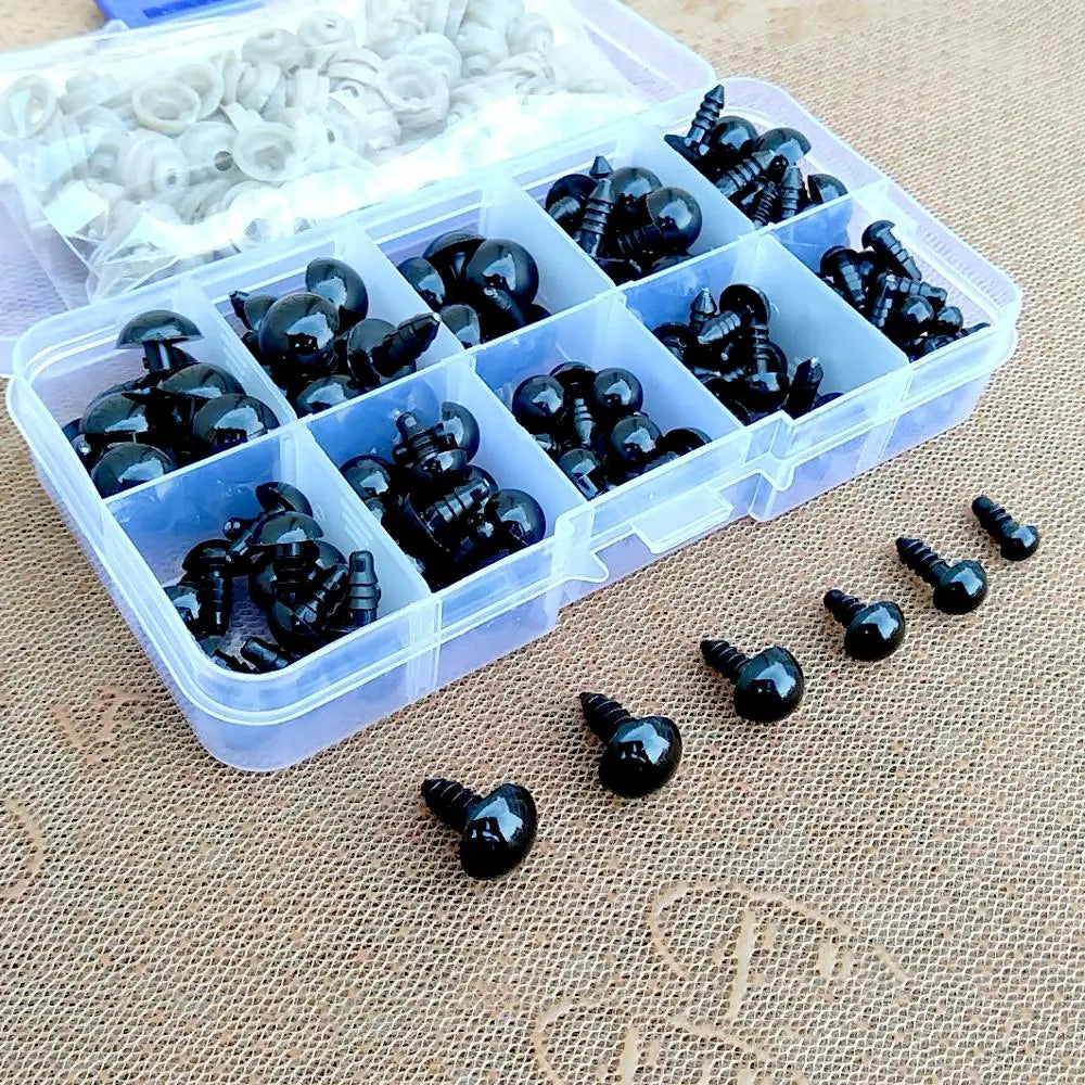 100 pièces 10mm globe oculaire poupée accessoires en plastique noir en peluche yeux de sécurité Amigurumi pour jouets 6mm 8mm 12mm bricolage drôle jouet yeux Animal