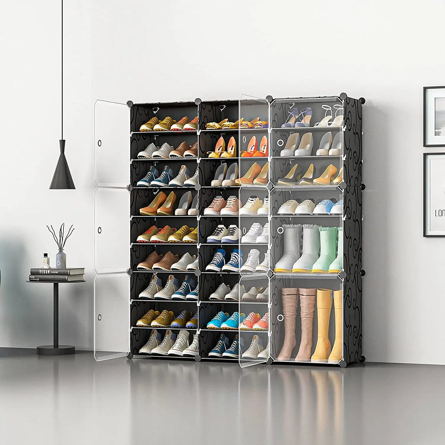 Étagère à chaussures américaine de grande capacité, rangement de bottes, 12 cubes, organisateur modulaire en plastique, 6 niveaux, 24 à 96 paires de Cabine tour à chaussures