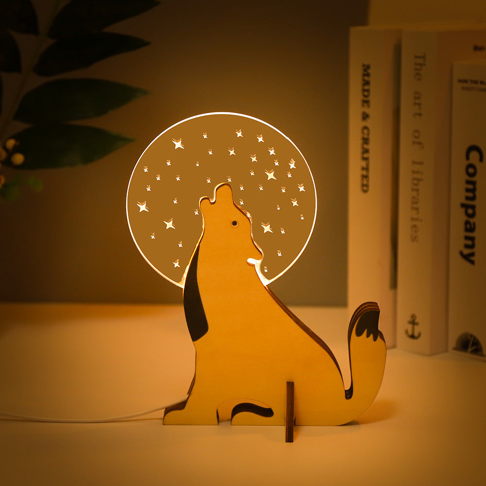 Veilleuses lumineuses en bois pour animaux