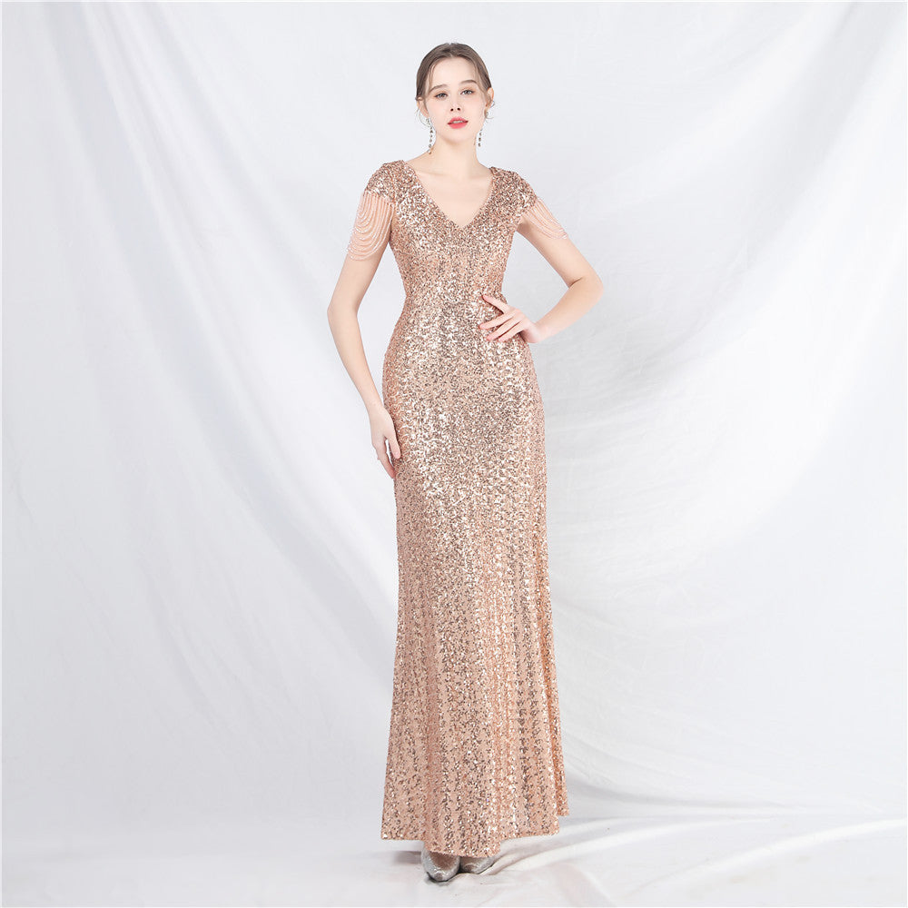 Women's A- Line Craft Bead Sequins Dress