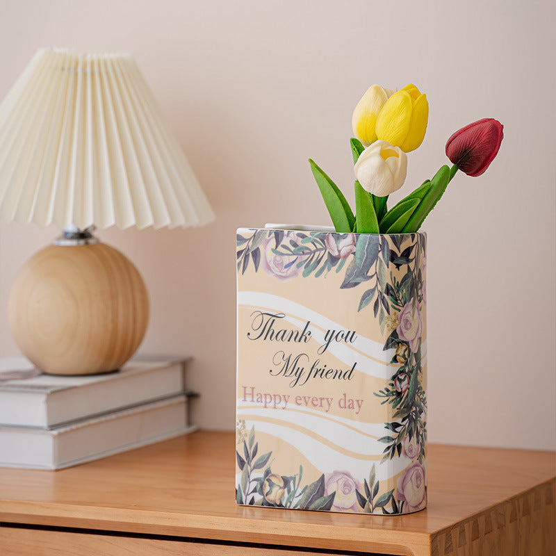 Creative Book Ceramic Vase Flower Arrangement Decoration Table Decoration