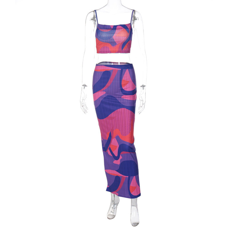 Women's Fashion Printing Bandeau Sling Suit