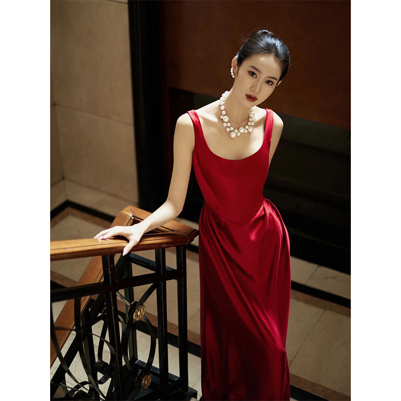 Simple Three-dimensional Bride Wine Red Toast Clothing