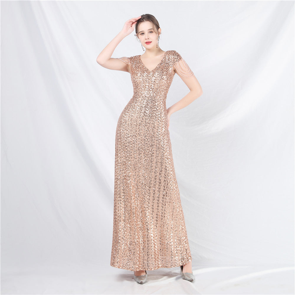 Women's A- Line Craft Bead Sequins Dress