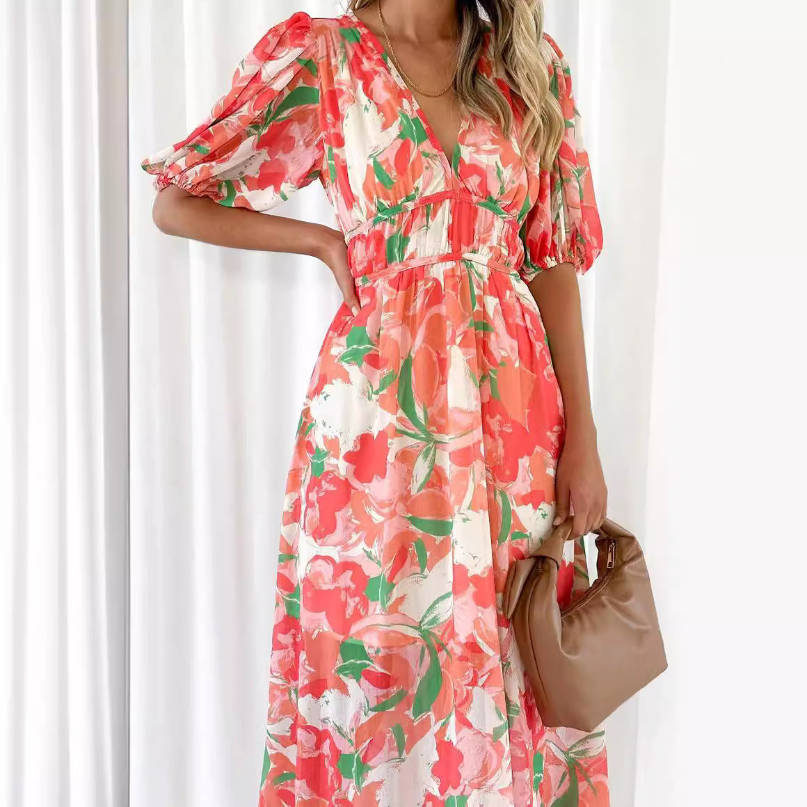 European And American Floral Dress Bohemian Dress