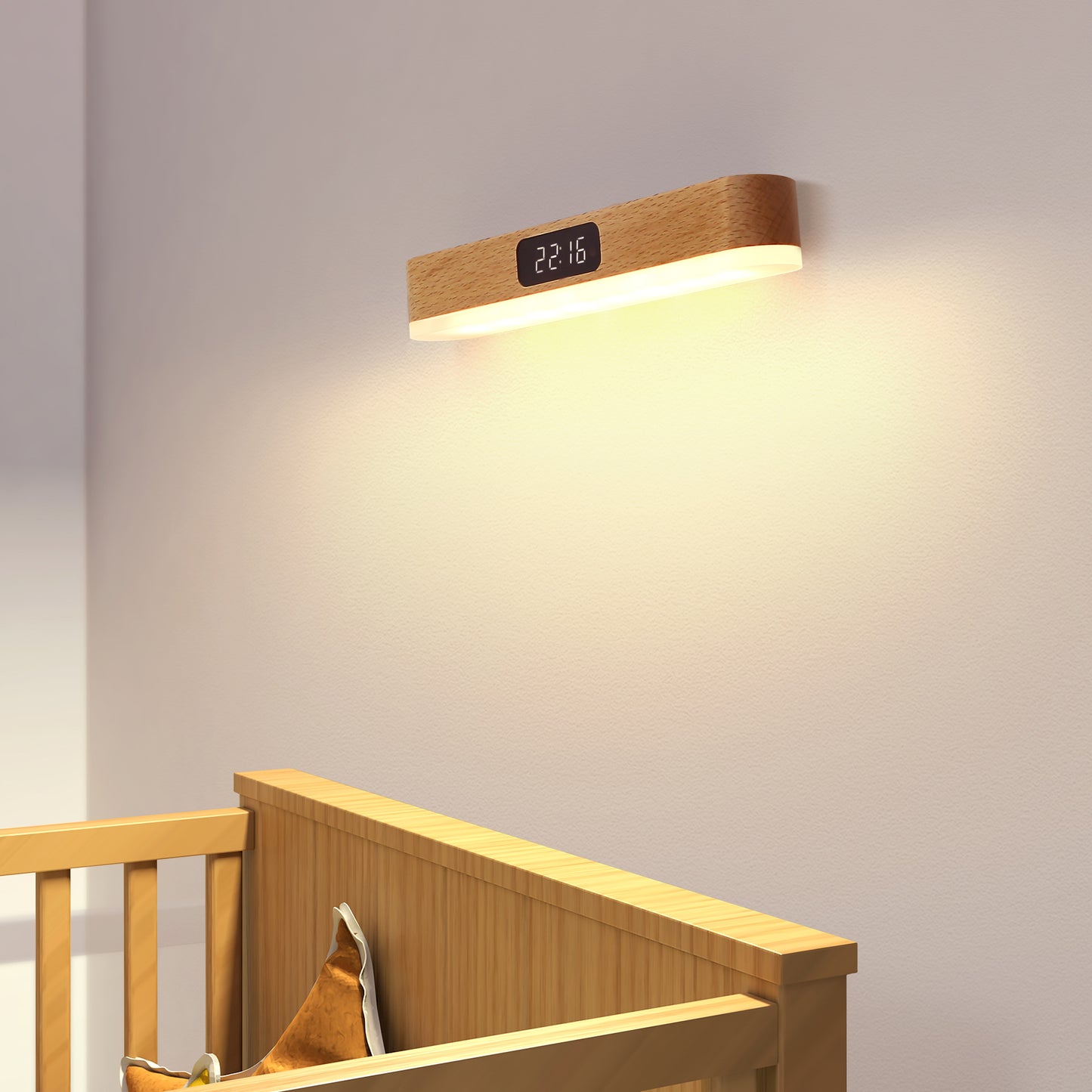 Horloge lumineuse en bois, télécommande, bois massif, aspiration magnétique