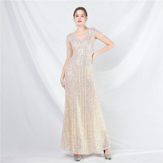 Women's A- Line Craft Bead Sequins Dress