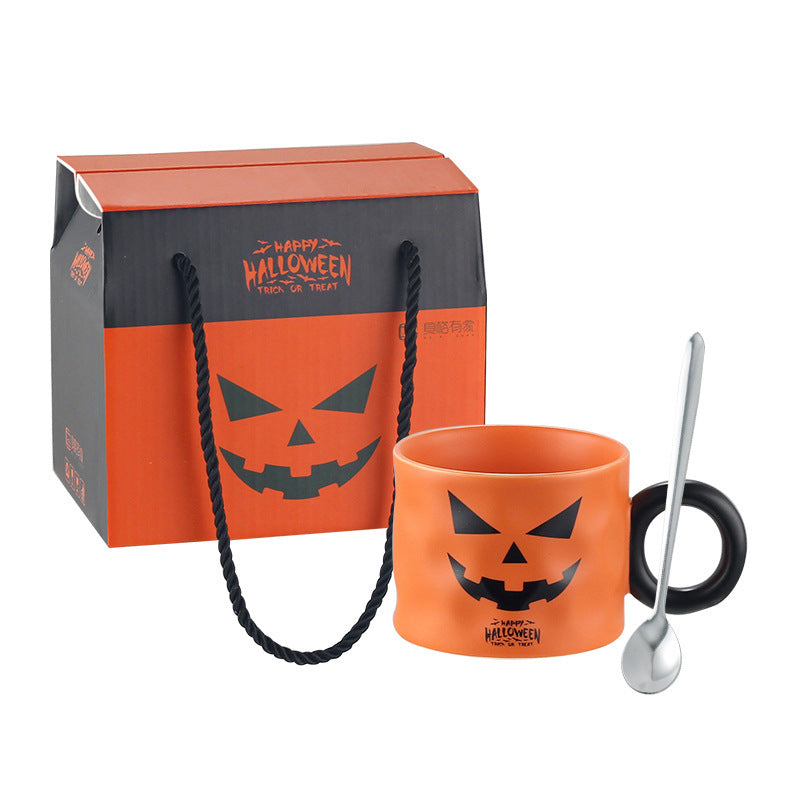 Taza de cerámica de calabaza, recuerdo de fiesta, tazas de cerámica con asa, taza portátil bonita para regalo de Halloween, suministros duraderos para fiesta de Halloween