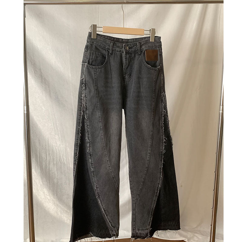 Jean long gris vintage pour femme