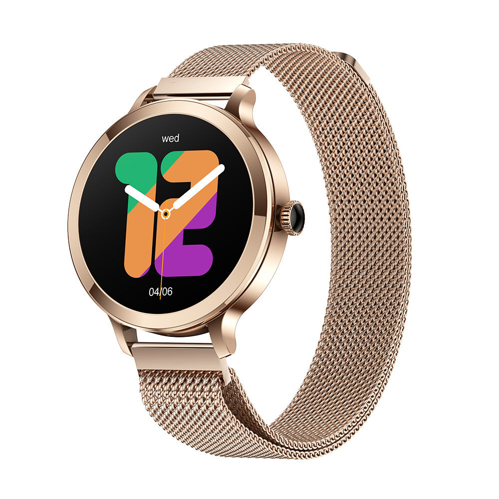 Montre intelligente AMOLED pour femmes, appels Bluetooth, pression artérielle, fréquence cardiaque