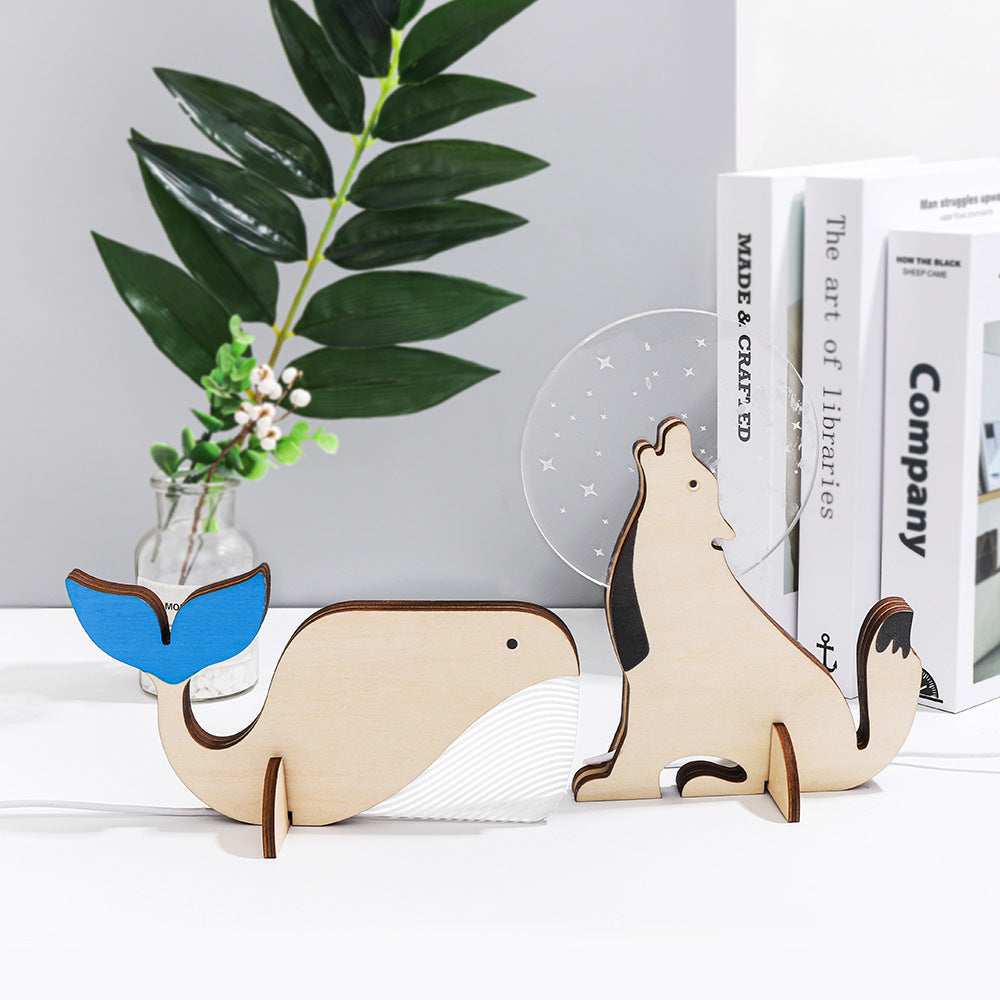 Veilleuses lumineuses en bois pour animaux