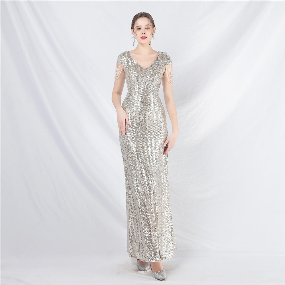 Women's A- Line Craft Bead Sequins Dress