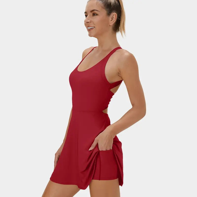 Vestido deportivo sin espalda para mujer de alta elasticidad