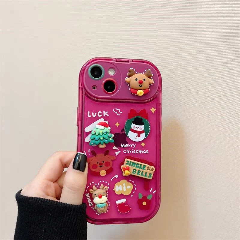 Navidad Santa Claus lindo sombrero de alce colgante Flip funda de teléfono de Navidad para I Phone 15 14 13 12 11 Pro Max Pro funda protectora de silicona