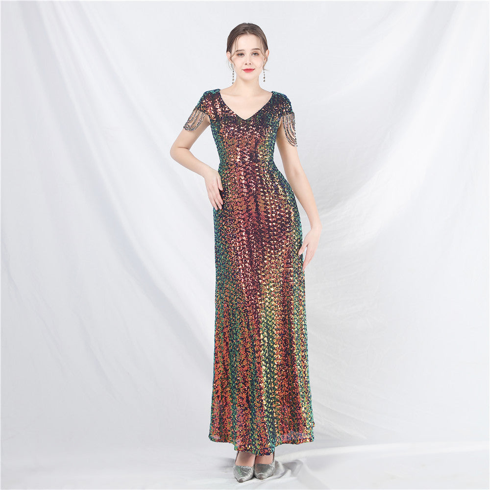 Women's A- Line Craft Bead Sequins Dress