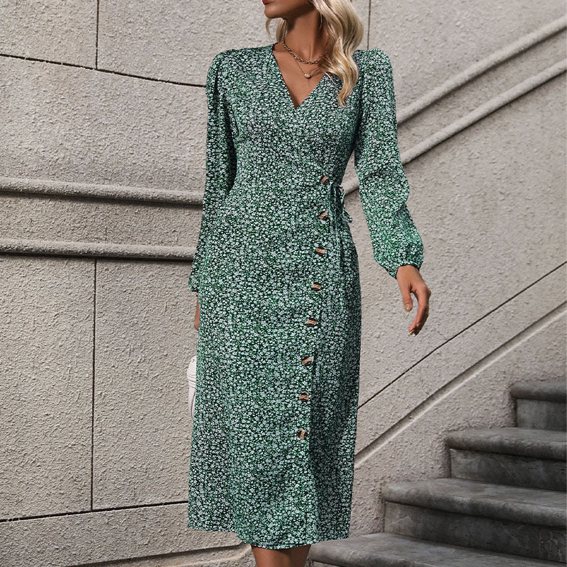 Robe florale à manches longues pour femmes