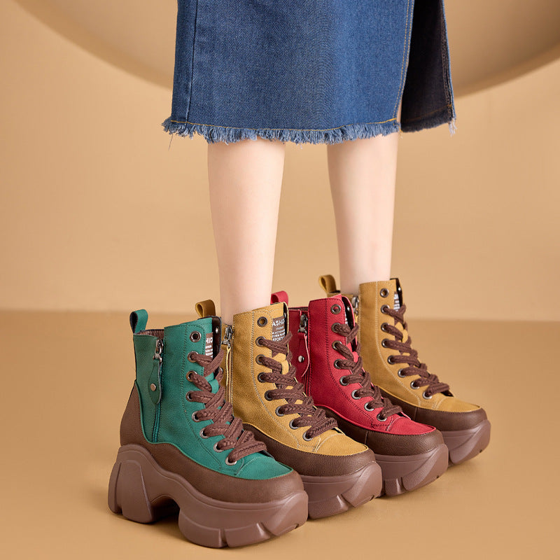 Botas cortas casuales pequeñas retro para mujer