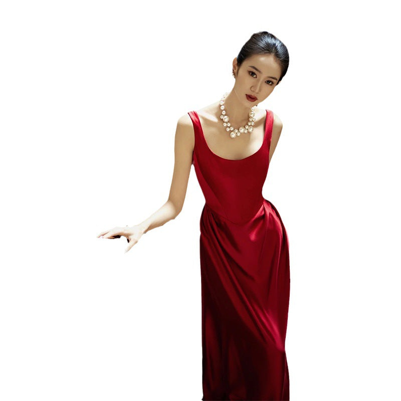 Simple Three-dimensional Bride Wine Red Toast Clothing