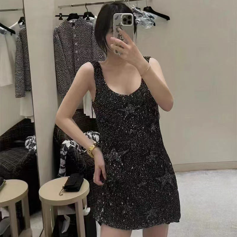 Robe coupe slim à paillettes étoiles pour femmes