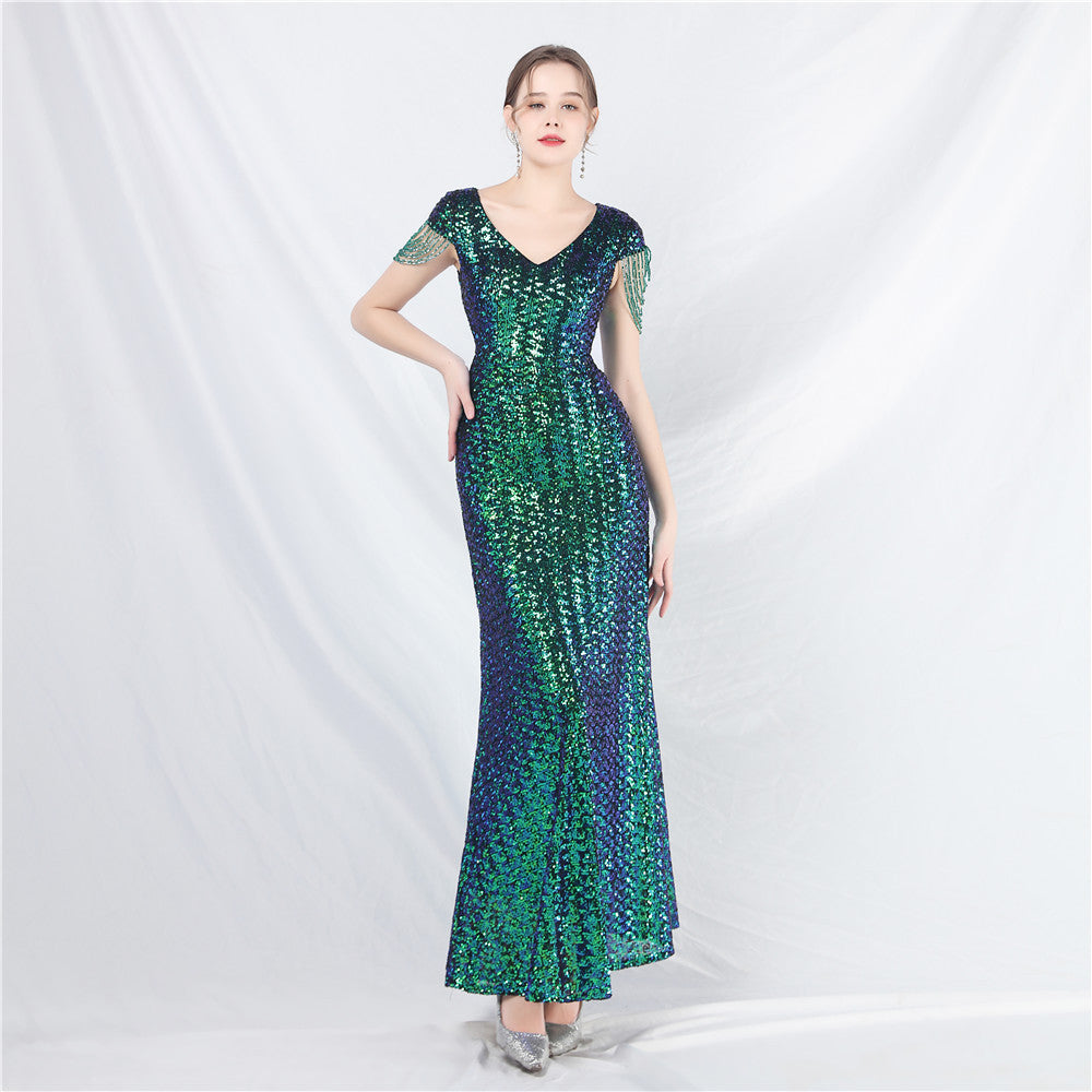 Women's A- Line Craft Bead Sequins Dress