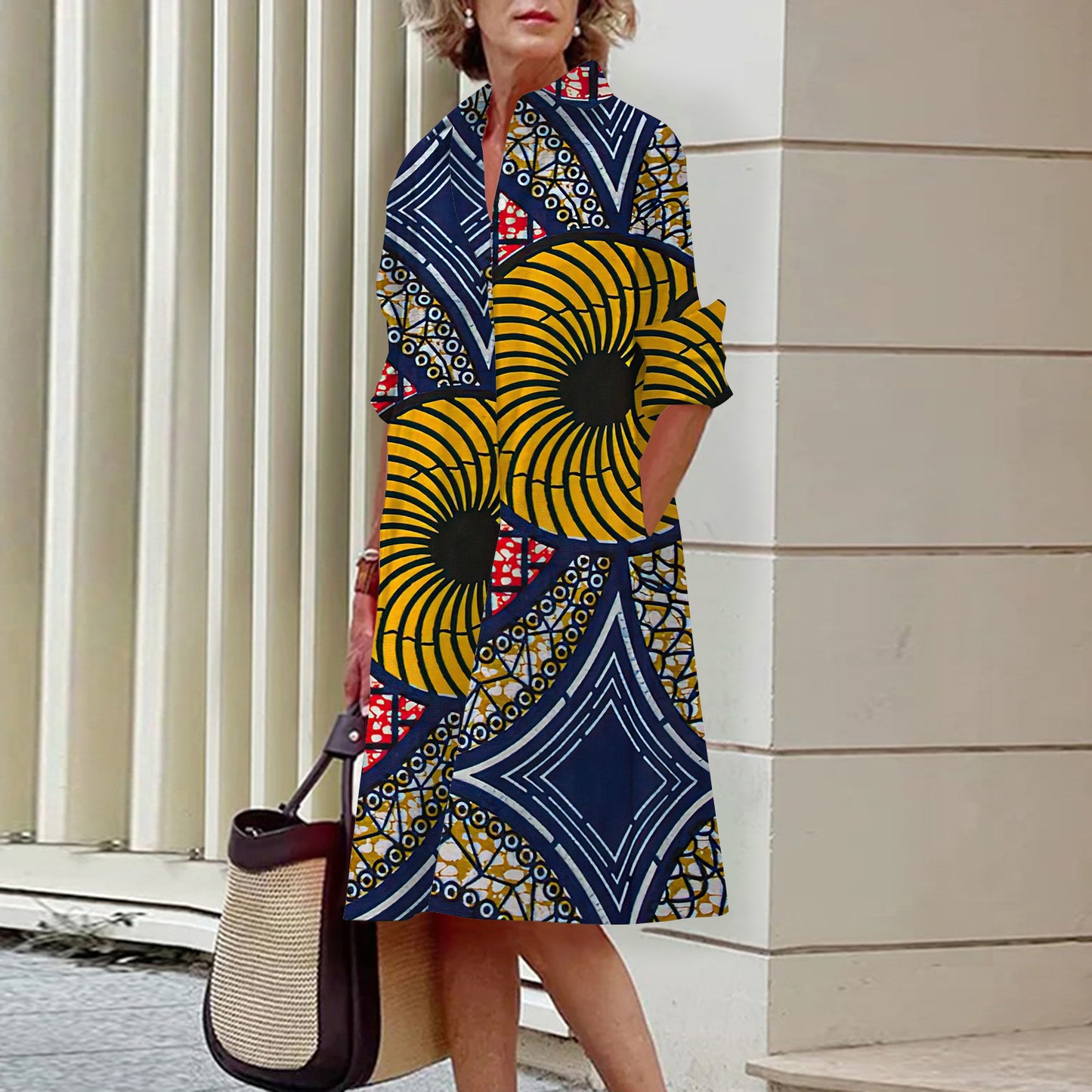 Abstract Pattern 3D Digital Printing Women's Shirt Dress