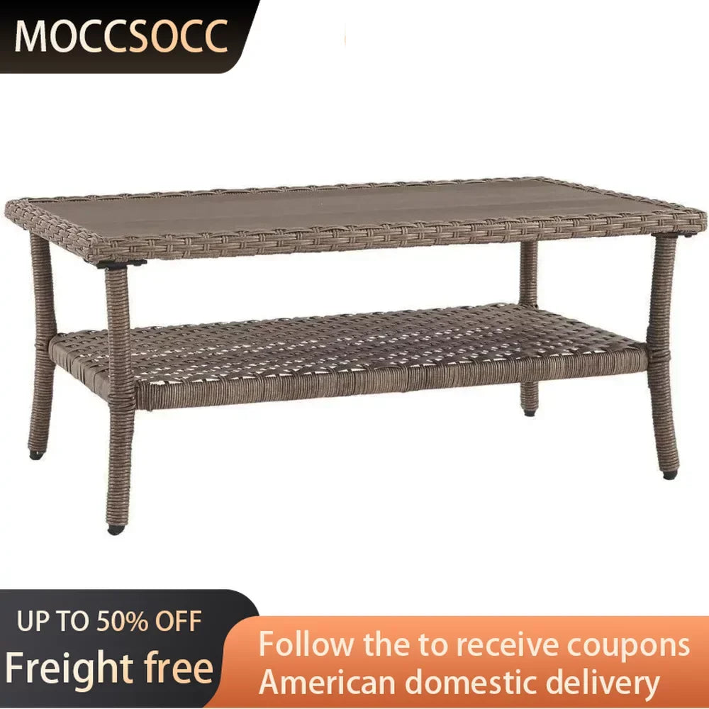 Coffee Table With Rust Free Aluminum Base Light Brownfreight Free Camping Furniture