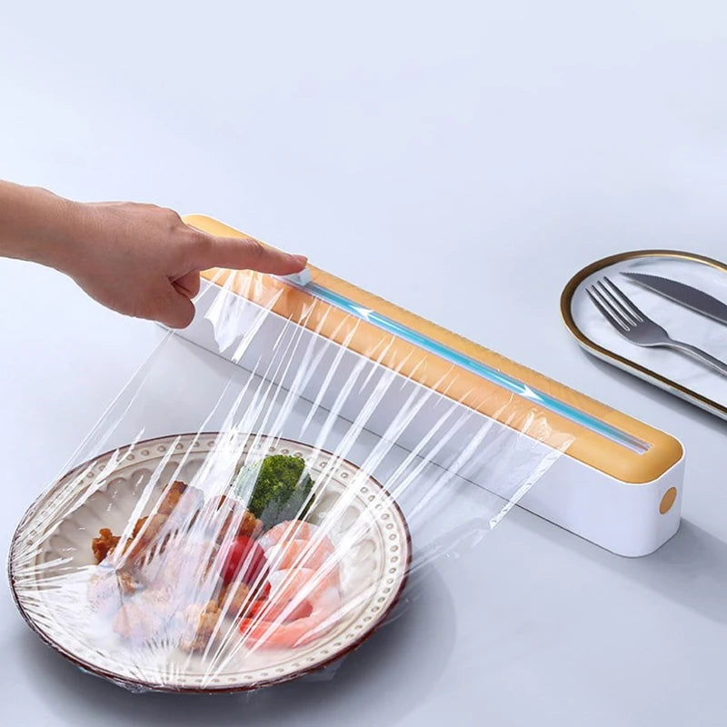 2 In 1 Wall Mounted Plastic Wrap Cutter Cling Wrap Cutter Cling Film Wrap Dispenser Food Saran Wrap Organizer Kitchen Tools