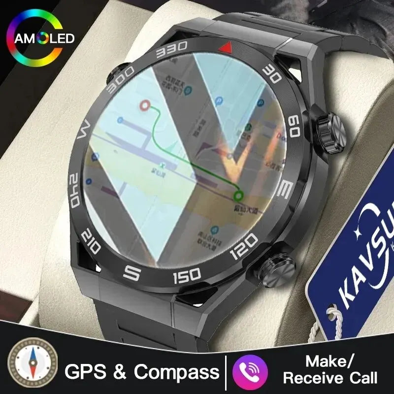 2024 nuevo reloj inteligente deportivo GPS para hombres AMOLED HD pantalla completamente táctil IP68 impermeable NFC brújula Bluetooth llamada ECG + PPG relojes inteligentes