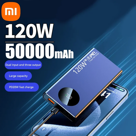 Xiaomi 120W 50000mAh batterie externe haute capacité charge rapide Powerbank chargeur de batterie Portable pour iPhone Samsung Huawei nouveau