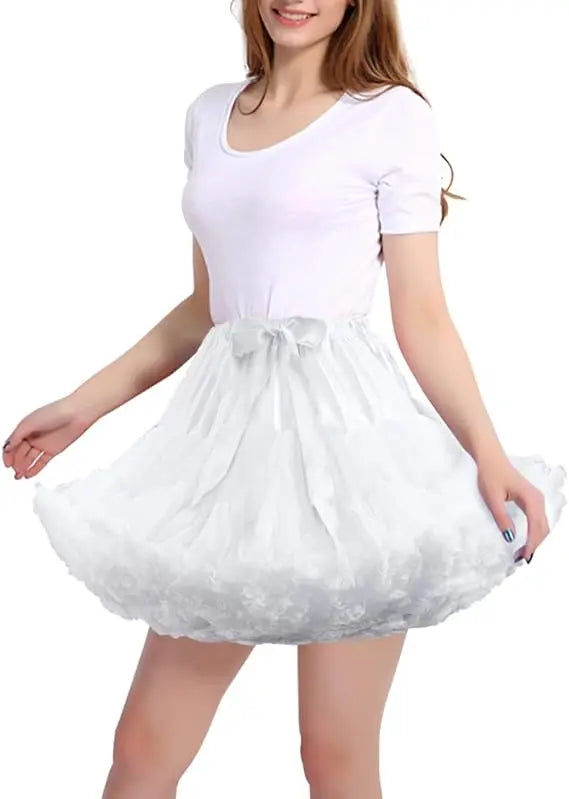 Lowest Pirce - Enagua de tul plisada de 3 capas para mujer, tutú blanco y negro, falda hinchada para fiesta y cosplay