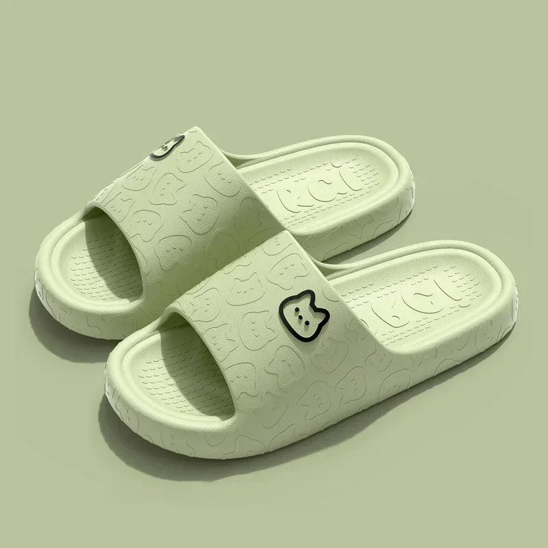 Summer Slippers Bathroom Platform Non-Slip Home Bear Cartoon Flip Flops Beach Women Slipper Sandals Slides Indoor Outdoor 2023