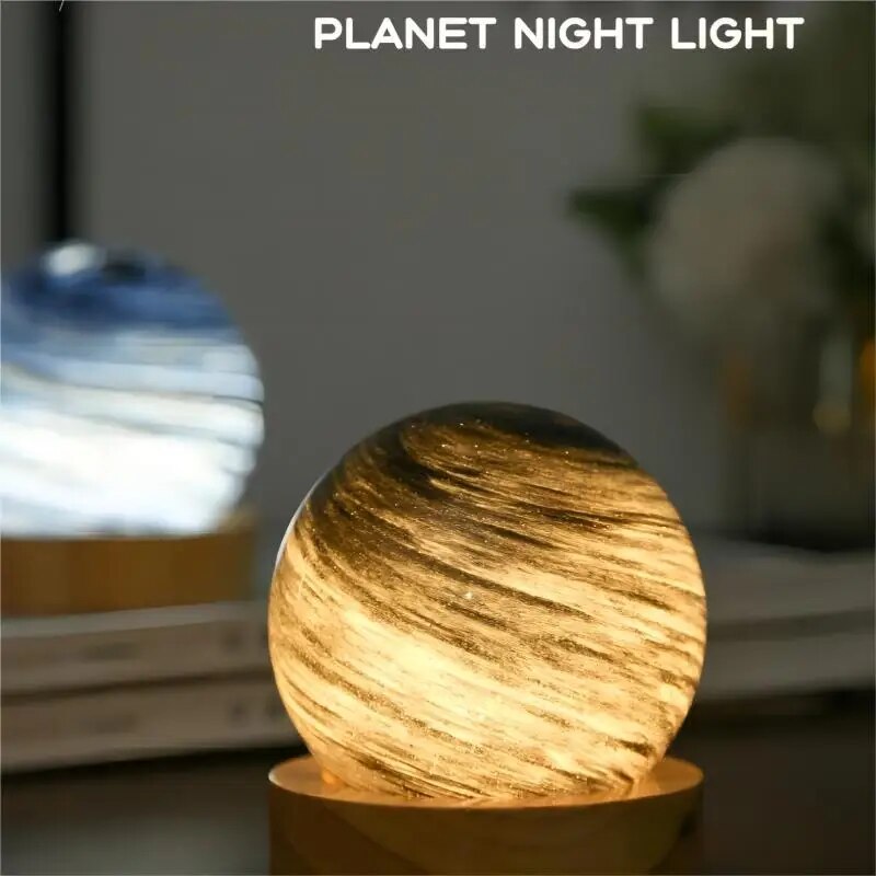 Lampe 3D en verre de lune, alimentée par USB, Mini veilleuse avec support en bois, pour enfants, filles, garçons, amis, cadeaux d'anniversaire et de noël