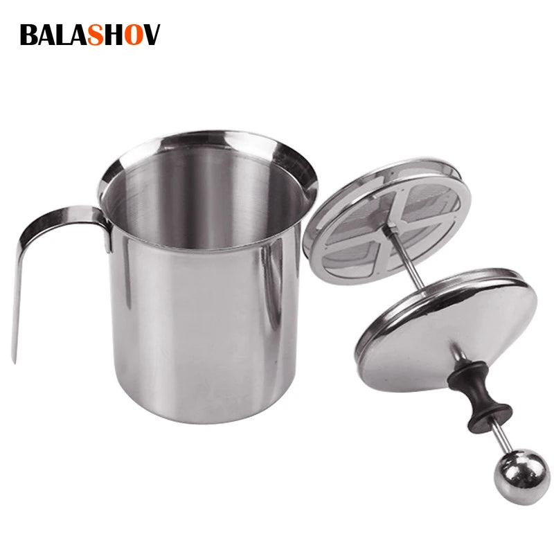 Stainless Milk Frother 400ML Double Mesh Milk Creamer Milk Foam For Cofffee Milk Egg Beater Kitchen Tool Coffee Mixe Frother