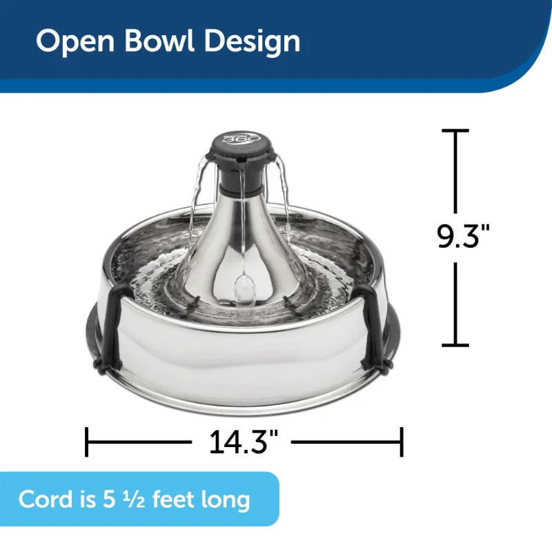 PetSafe Drinkwell Stainless Multi-Pet Pet Fountain - Automatic Dog and Cat Water Bowl - 128 oz