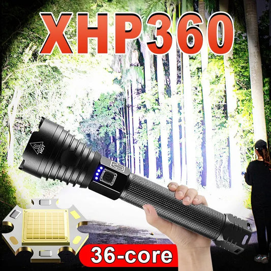 Linterna Led XHP90 26650, linterna recargable por USB, potente luz de Flash táctica, linterna de caza con zoom, lámpara de mano impermeable