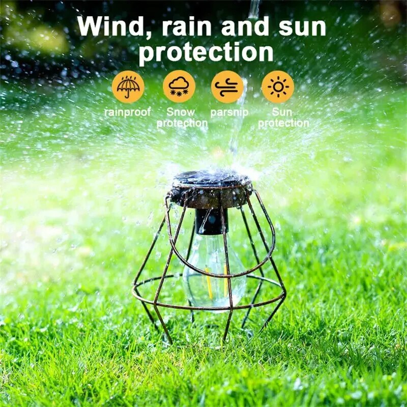 Solar LED Lamps Lantern Outdoor Waterproof Decorative Chandelier Pendant Light Home Garden Hanging Retro Camping Decor Lantern