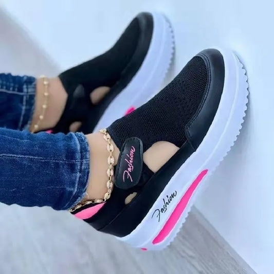 2023 Summer New Breathable Mesh Wedge Casual Sport Shoes Plus Size 43 Non Slip Woman Vulcanize Shoes Platform Women Sneakers