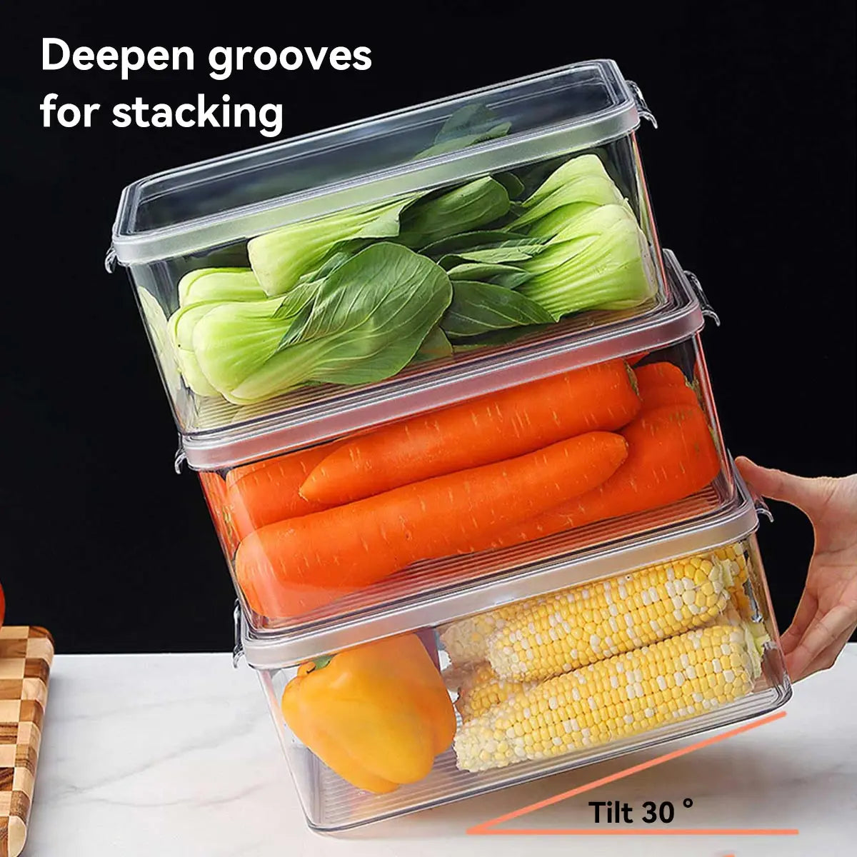 WORTHBUY Kitchen Food Storage Containers Refrigerator Fresh-keeping Box Sealed Egg Vegetable Fruit Organizer Box Clear Crisper