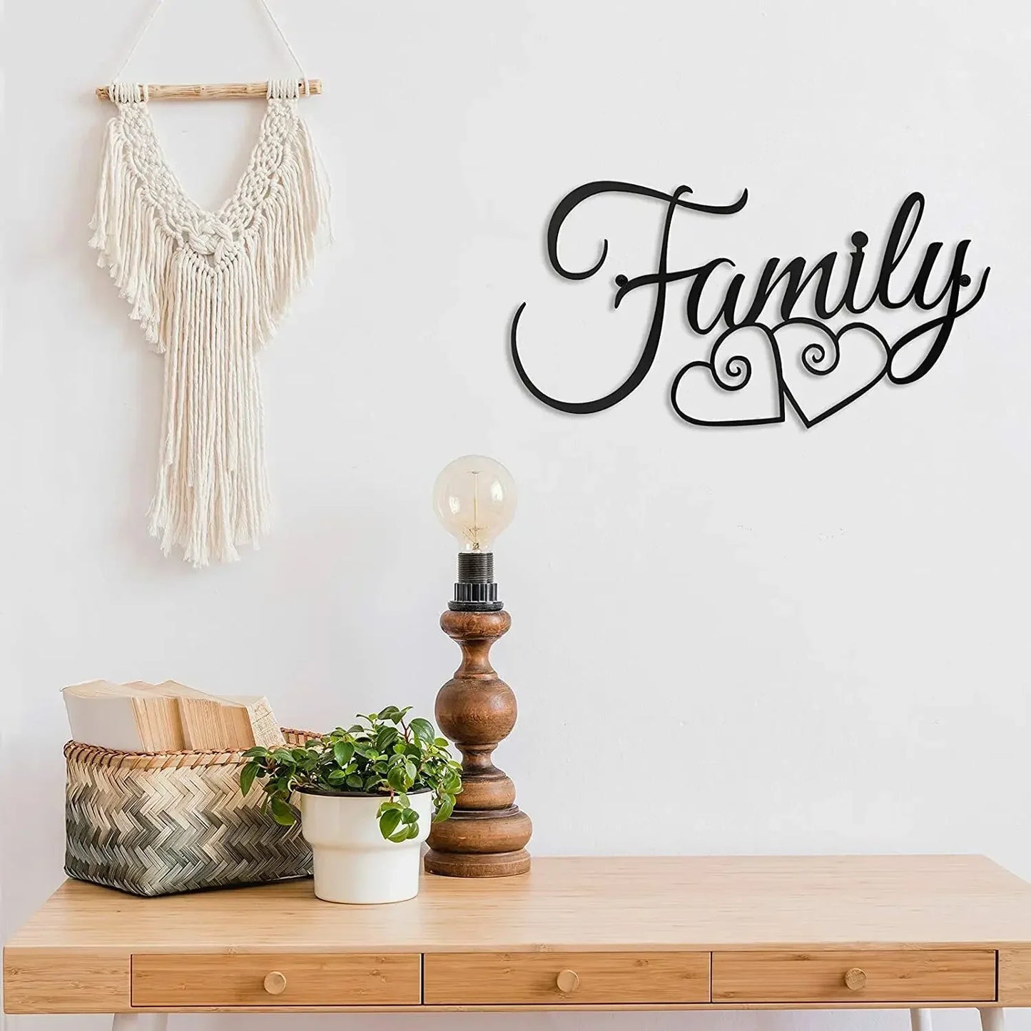 CIFBUY Family Wall Decor Sign Art Wall Hanging Decoration for Home Dining Room Kitchen Door Decorations Wall Decor (Black,Metal)